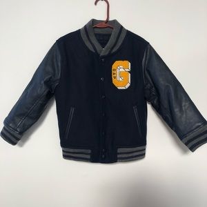 Baby Gap 4T bomber faux leather wool letterman jacket
